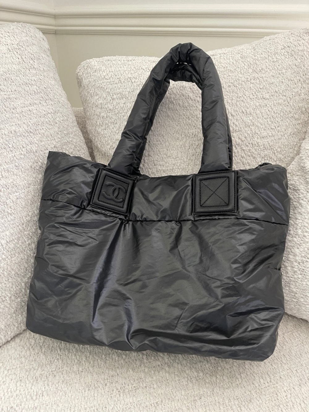 Chanel Nylon Quilted Large Coco Cocoon Black Tote Bag